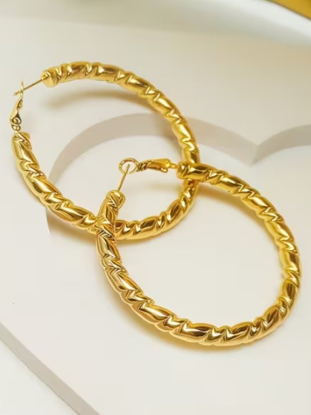14K Gold Womens 2.15" Large Twisted Hoop Earrings New 14K Silver Hoops Jewelry
